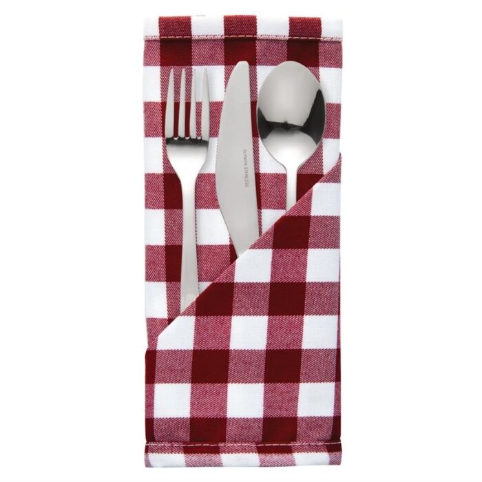 Mitre Comfort Gingham servet rood-wit 41x41cm, 41cm(b) x 41cm