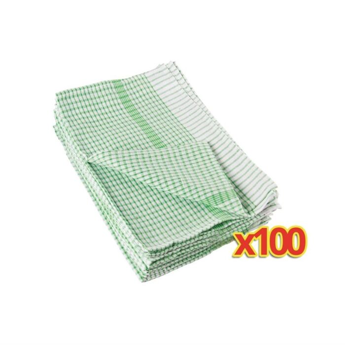 Aanbieding x100 Wonderdry theedoeken groen, 76,3(b) x 50,8(d)cm