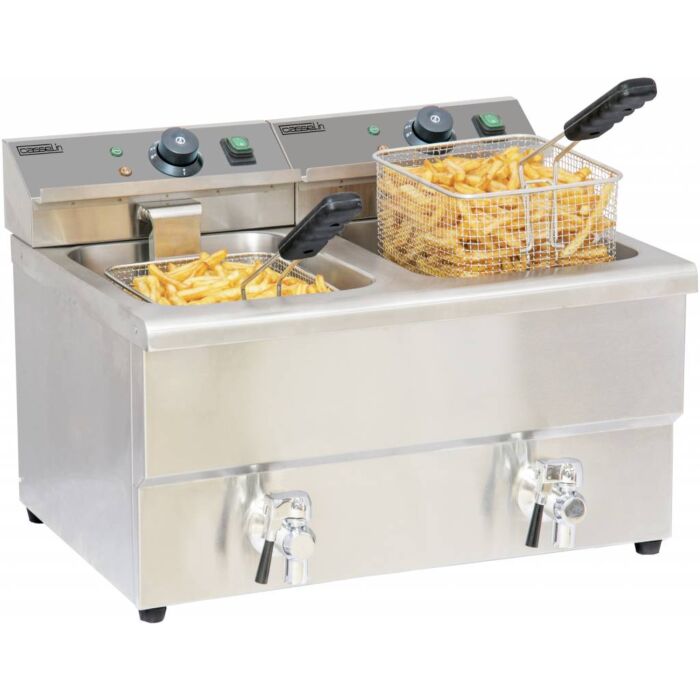 Friteuse Casselin, elektrisch, RVS,  2x8L, 58(b)x41(h)x55(d), 2x230V/2x3.25kW