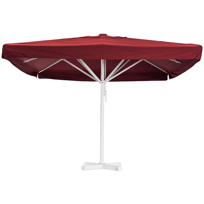 Horeca parasol, met volant, vierkant, bordeaux, 4,5 meter