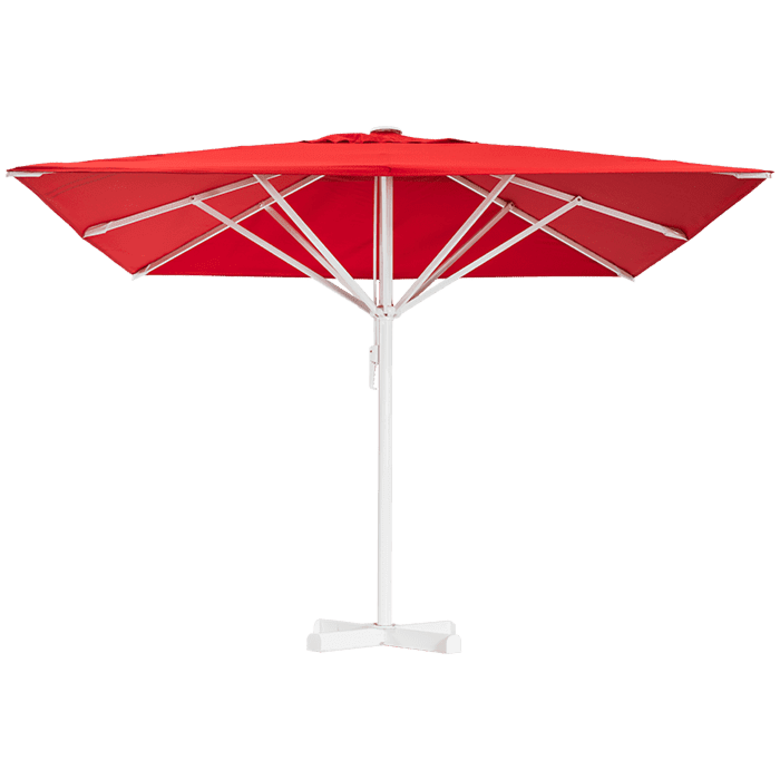 Horeca parasol, zonder volant, vierkant, rood, 4,5 meter