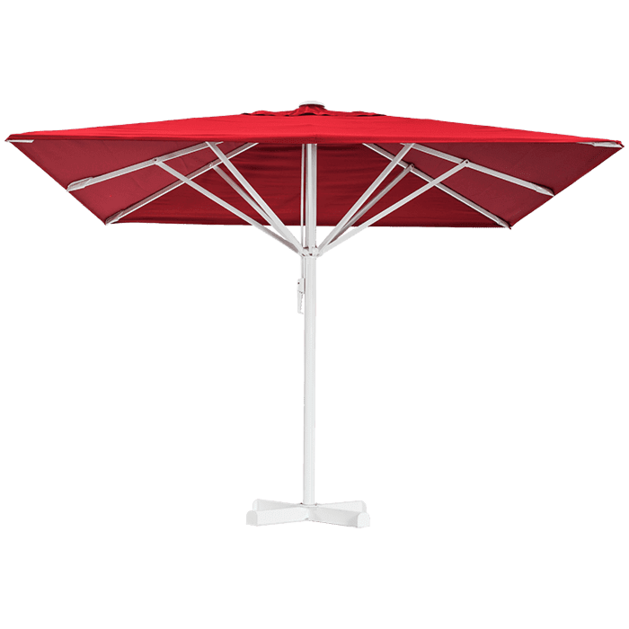Horeca parasol, zonder volant, vierkant, rood, 3,5 meter