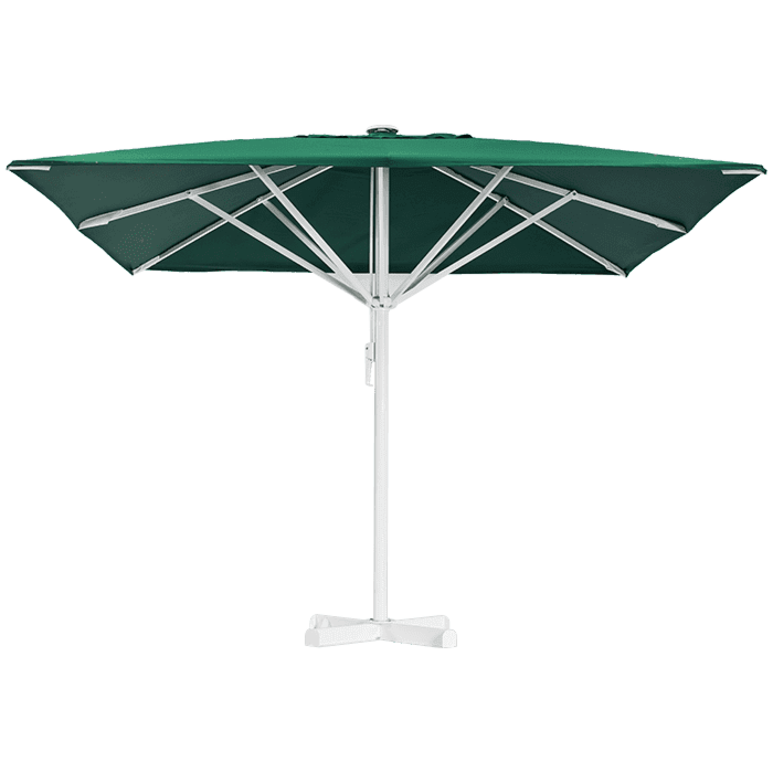 Horeca parasol, zonder volant, vierkant, groen, 3,5 meter