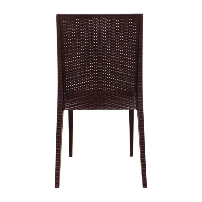 Bolero kunststof rotan stoel zonder armleuning bruin - 4 stuks, 87,5(h) x 48(b) x 52,5(t)cm