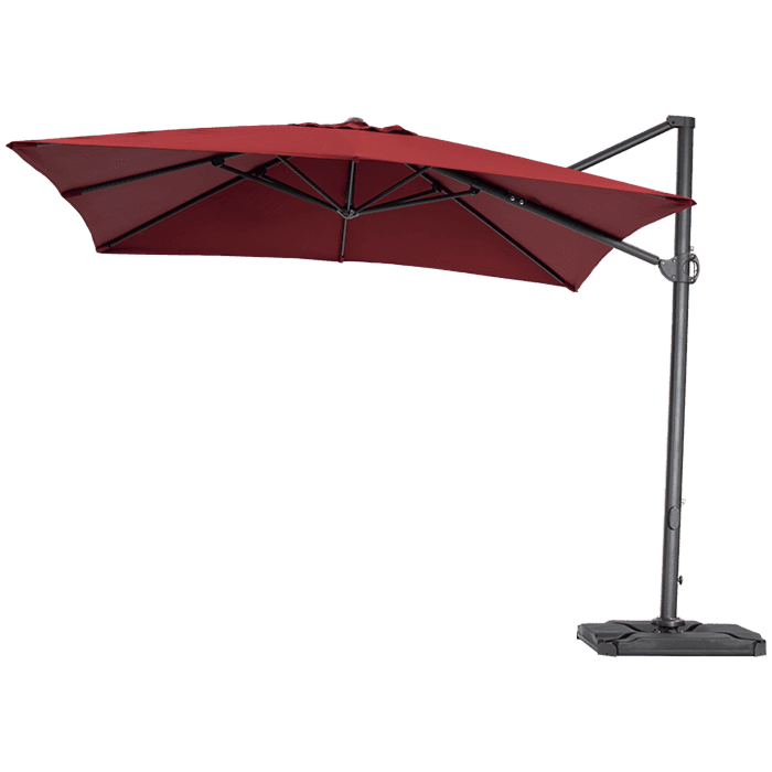 Horeca parasol, zwevend, vierkant, 3,0 x 3,0 mtr, bordeaux.