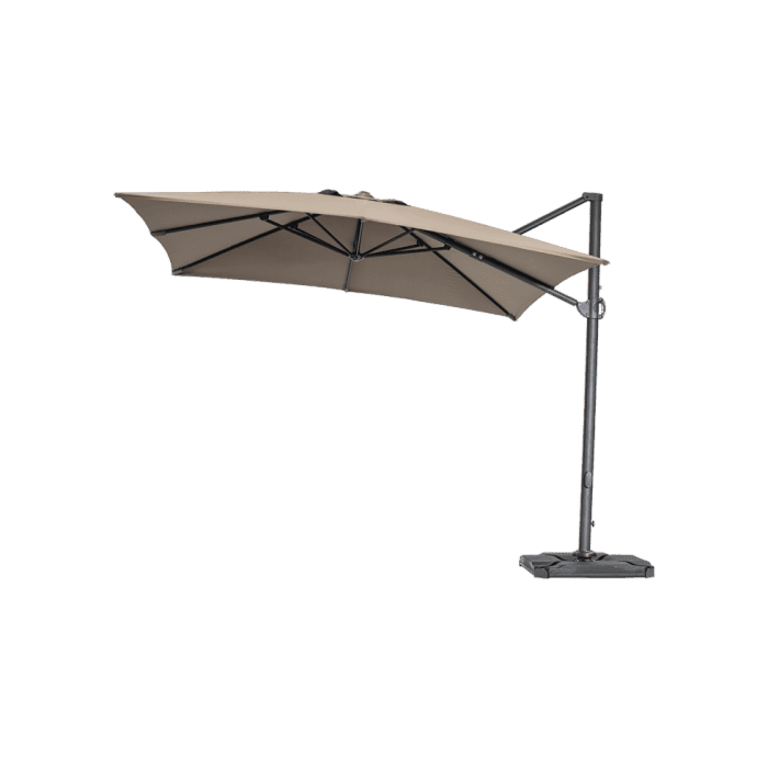 Horeca parasol, zwevend, vierkant, 3,0 x 3,0 mtr, taupe.