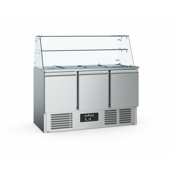 Ecofrost Saladette Glasopstand 3 Drs, 368L ,137Bx850/131Hx70D, 240W/230V