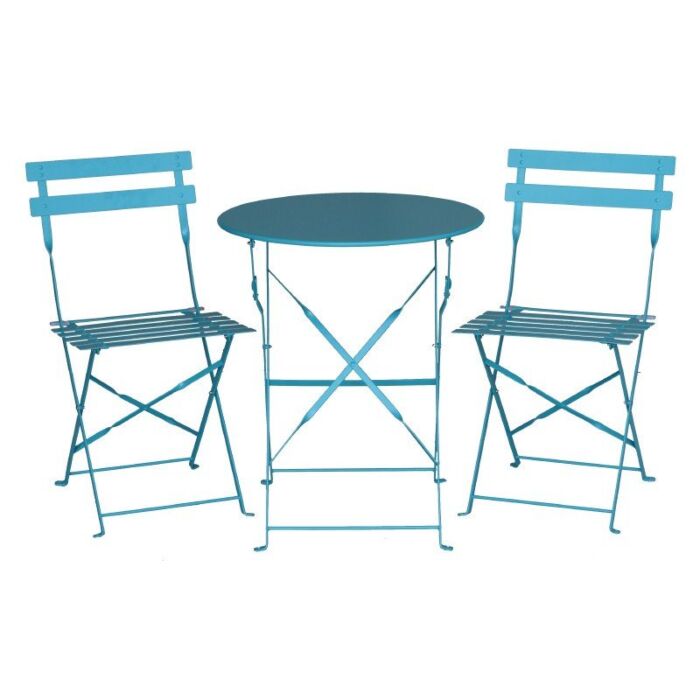 Inklapbare stalen stoelen Bolero, weerbestendig, blauw, 2 stuks