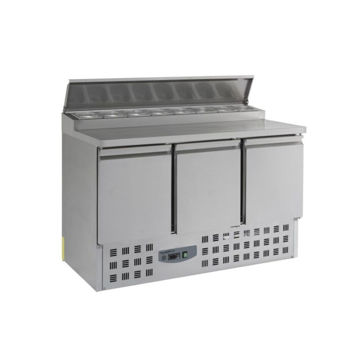 Saladette Combisteel, 3 deuren, 8x1/6GN, 137(b)x97(h)x70(d), 230V/340W