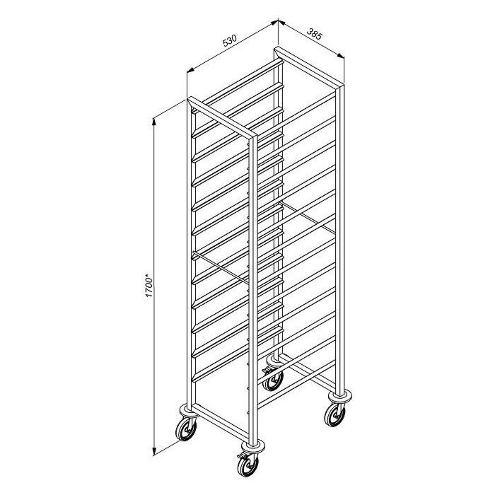 Regaalwagen Combisteel, voor 18xGN1/1, 38,5(b)x53(d)x170(h)
