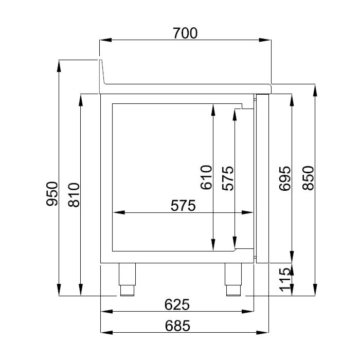 700 KOELWERKBANK RAND 2 DEUREN MONO BLOCK, Combisteel, 7489.5400