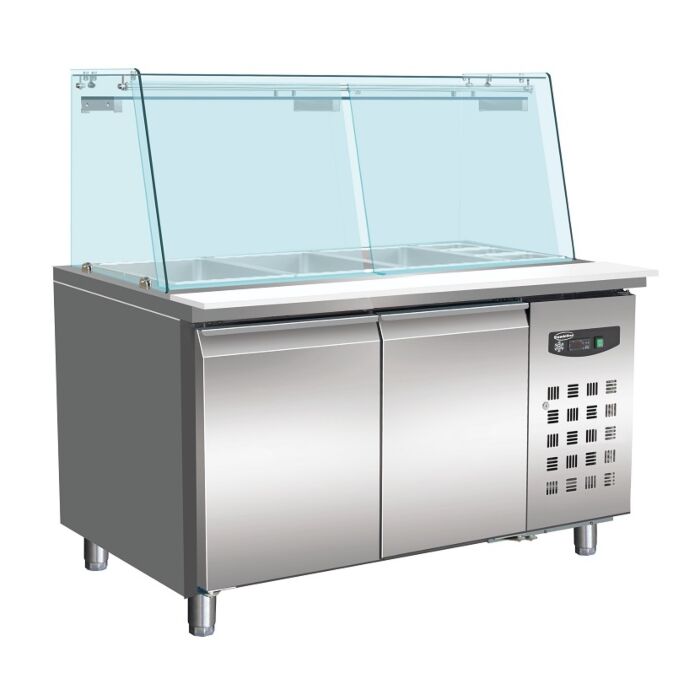 BAKKERSKOELWERKBANK GLAS RECHT 2 DEUREN 4x 1/1 GN PAN, Combisteel, 7950.0420