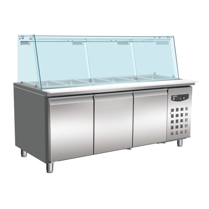 KOELWERKBANK GLAS RECHT 3 DEUREN 5X 1/1 GN PAN, Combisteel, 7950.0425