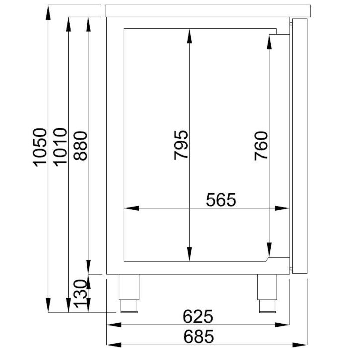 BIERKOELER COMBISTEEL, 3 DEUREN 2L, 250(B)x70(D)x96(H)cm, 230V/460W