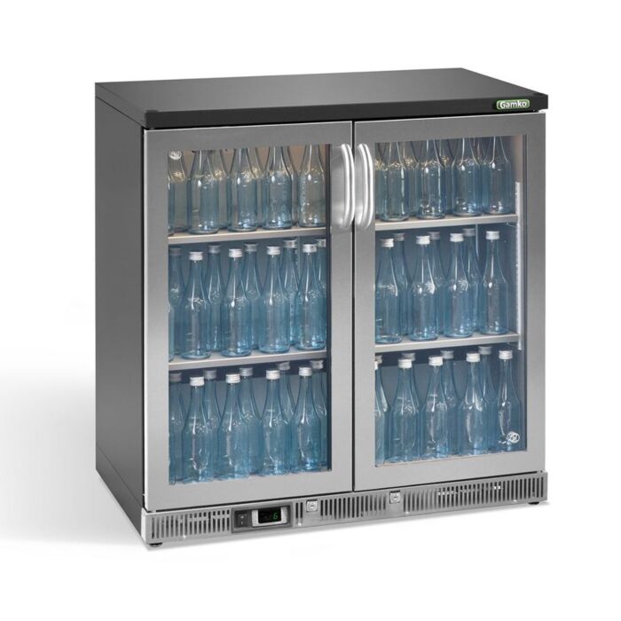 Flessenkoeling 2-Deurs, Chroom, Gamko LG3/250G Maxiglass, 250L, Klapdeuren, 900x536x850mm