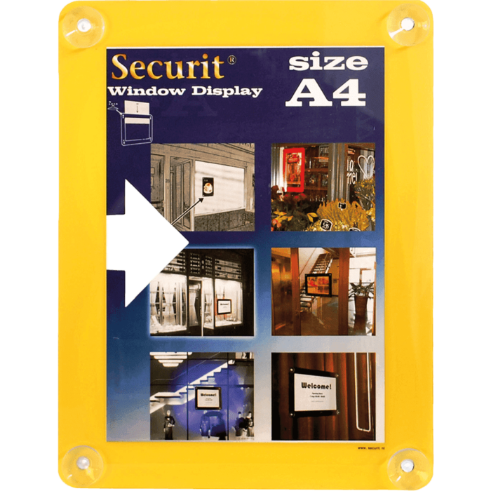 Raamdisplay posterframe Securit, A4, Geel