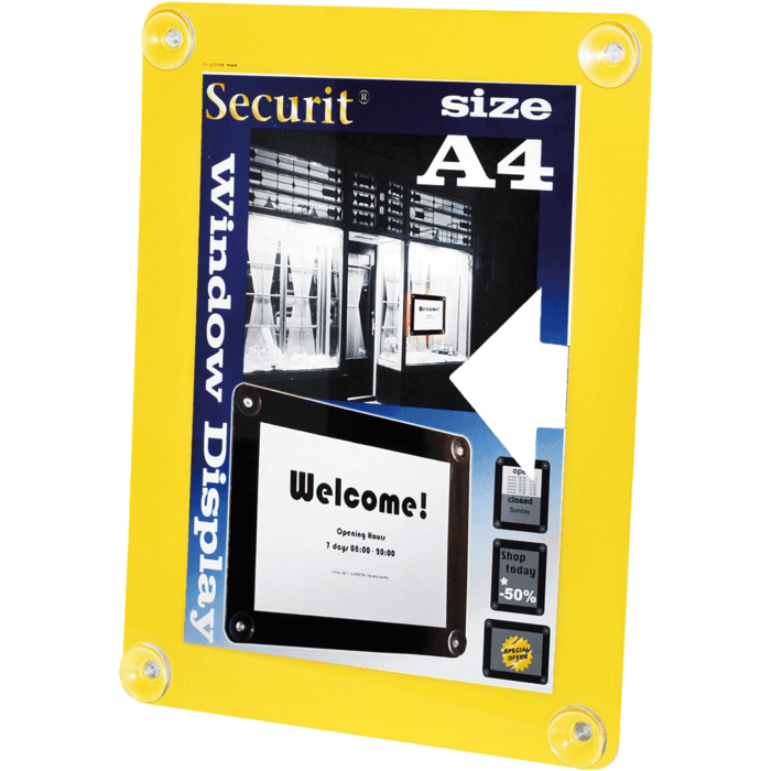 Raamdisplay posterframe Securit, A4, Geel