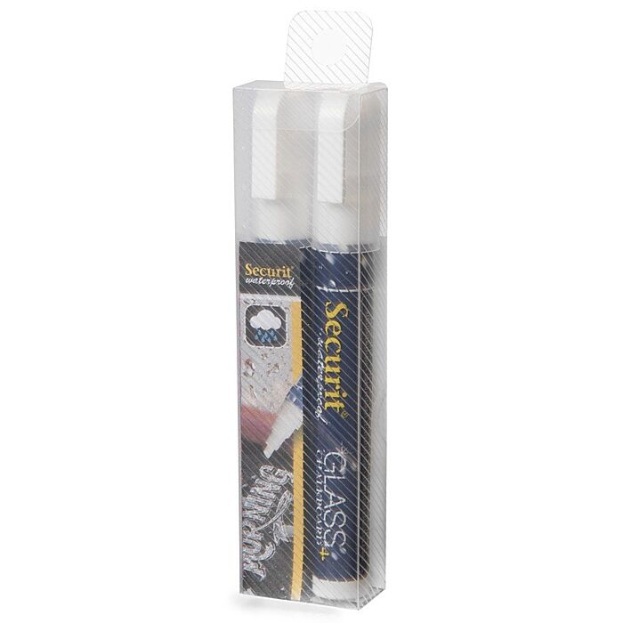Securit Medium 610 watervaste krijtstiften etuis 2x Wit