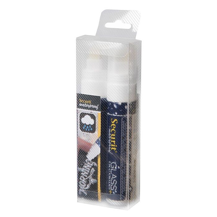 Securit Jumbo 820 watervaste krijtstiften etuis 2x Wit