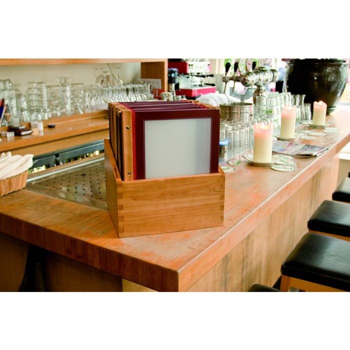 Securit Menubox Woodrange A4, Wijnrood incl. 20 menukaarten