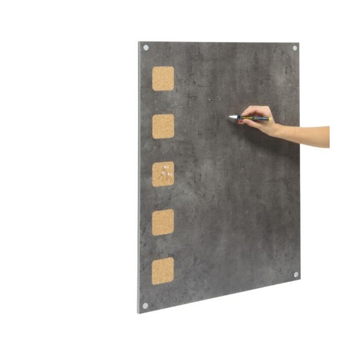 Krijtbord oersteen look met 4 kurk stukjes, Securit, 58x78x1.3 cm