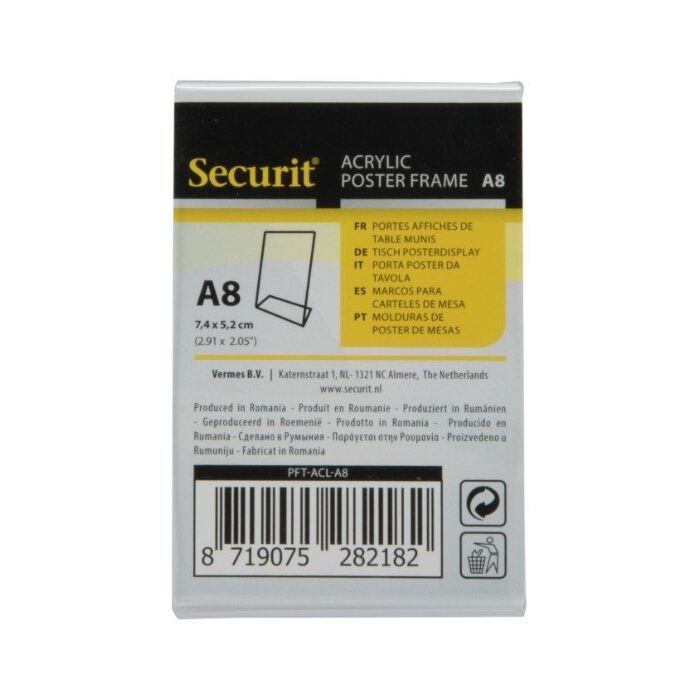 Menukaarthouder Acryl, Transparant A8, L-vorm Securit