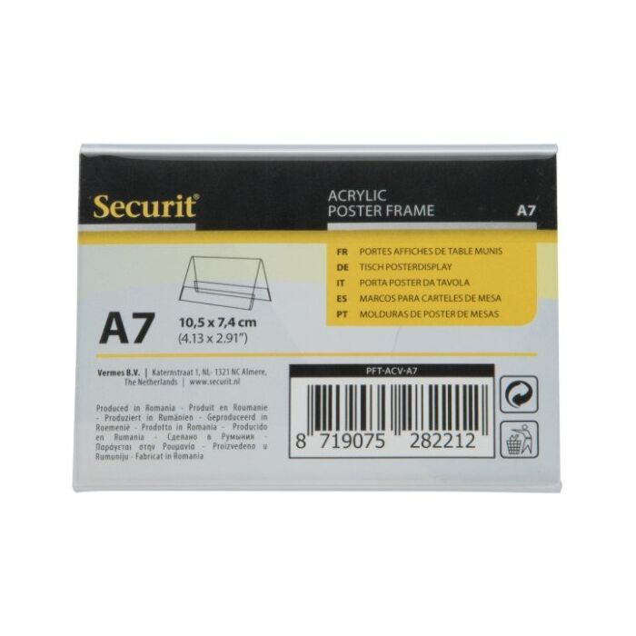 Menukaarthouder Acryl, Transparant A7, T-split Securit