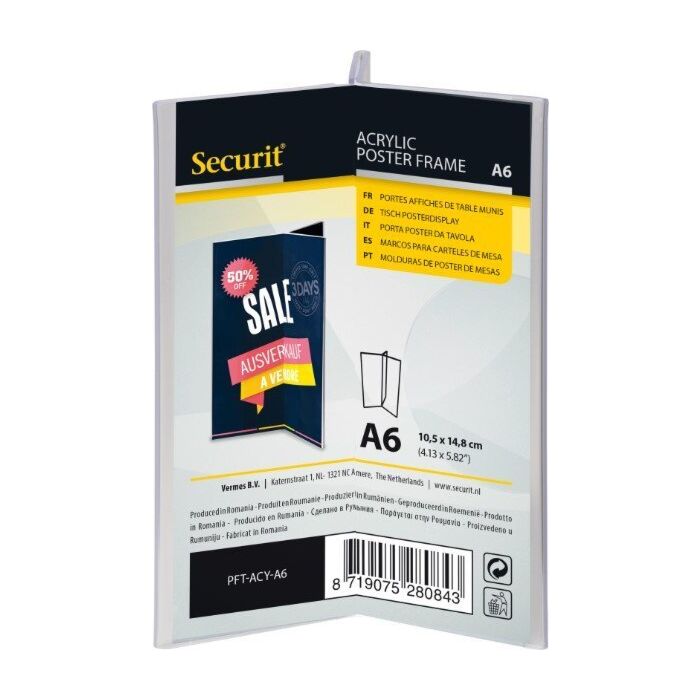Menukaarthouder Acryl, Transparant A6, Y-vorm Securit