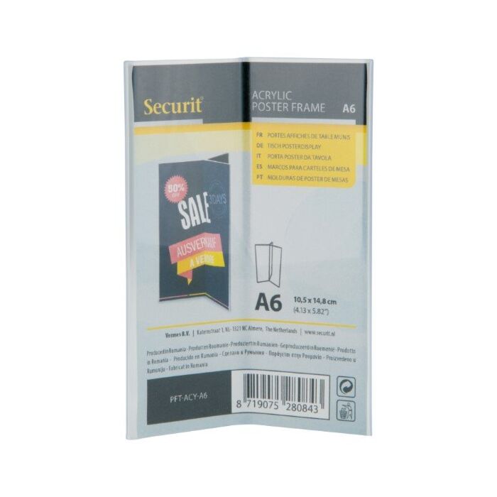 Menukaarthouder Acryl, Transparant A6, Y-vorm Securit