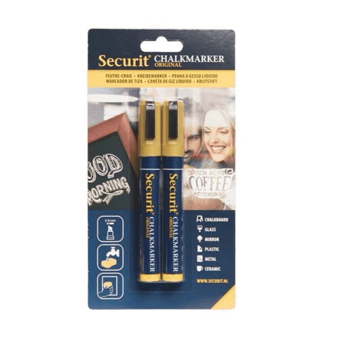 Krijtstift Securit, medium, 2 stuks goud, SMA510