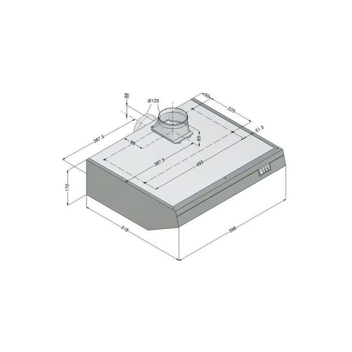 Afzuigkap Bartscher, Novy, CNS, 350 m³/h, 60(b)x17(h)x52(d)cm