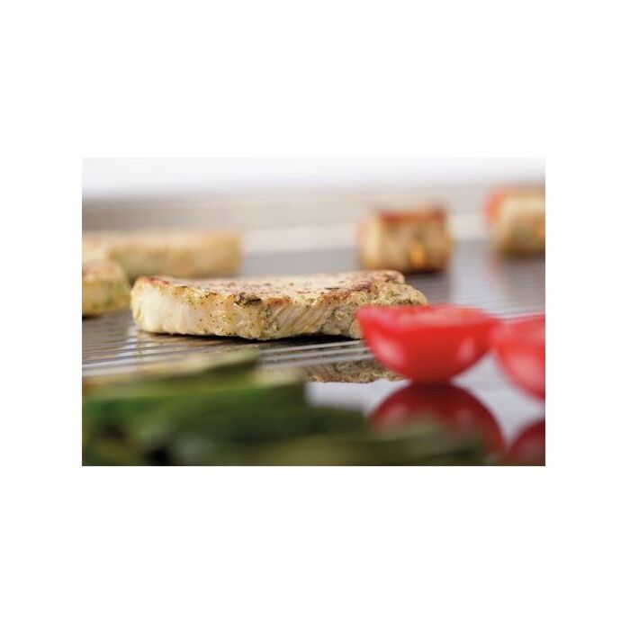 Bakplaat Bartscher, elektrisch, 1/2 glad, 1/2 geribbeld, open onderstel, 80(b)x85(h)x70(d), 400V/ 10kW