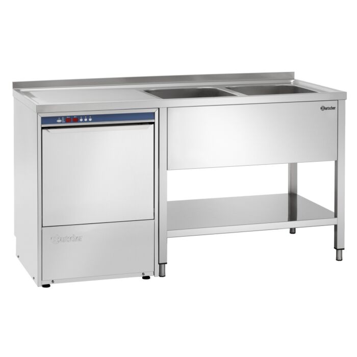 Bartscher Spoeltafel 700, 2 spoelbakken Links, 160(B)x70(D)x85(H)cm