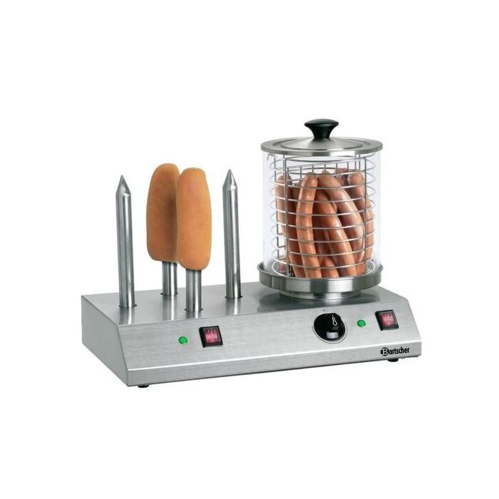 Hotdog apparaat Bartscher, RVS, 4 verwarmingsstaven, 230V/960W