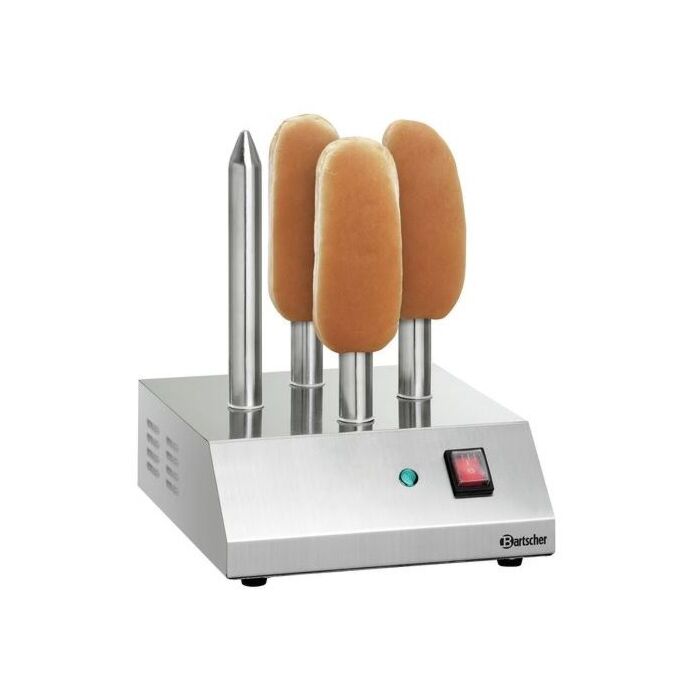 Hotdogspiestoaster Bartscher, RVS, met 4 toaststangen, 230V/190W