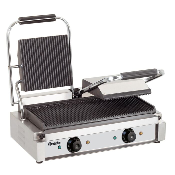 Contactgrill Bartscher, dubbel, geribbeld/geribbeld,   57(b)x21(h)x40(d), 230V/3600W