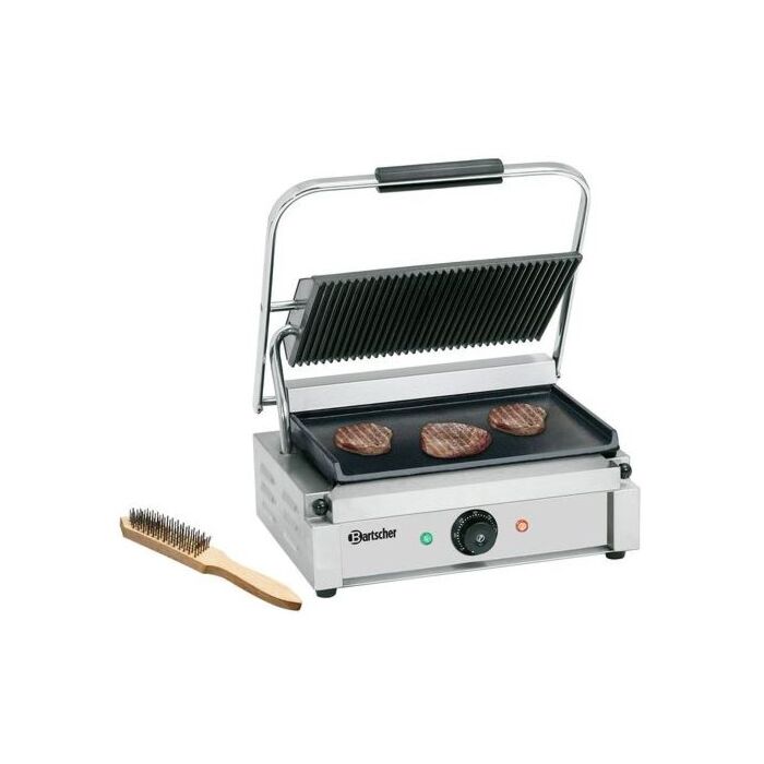 Contactgrill Bartscher, enkel, geribbeld/glad,   41(b)x20(h)x37(d), 230V/2200W