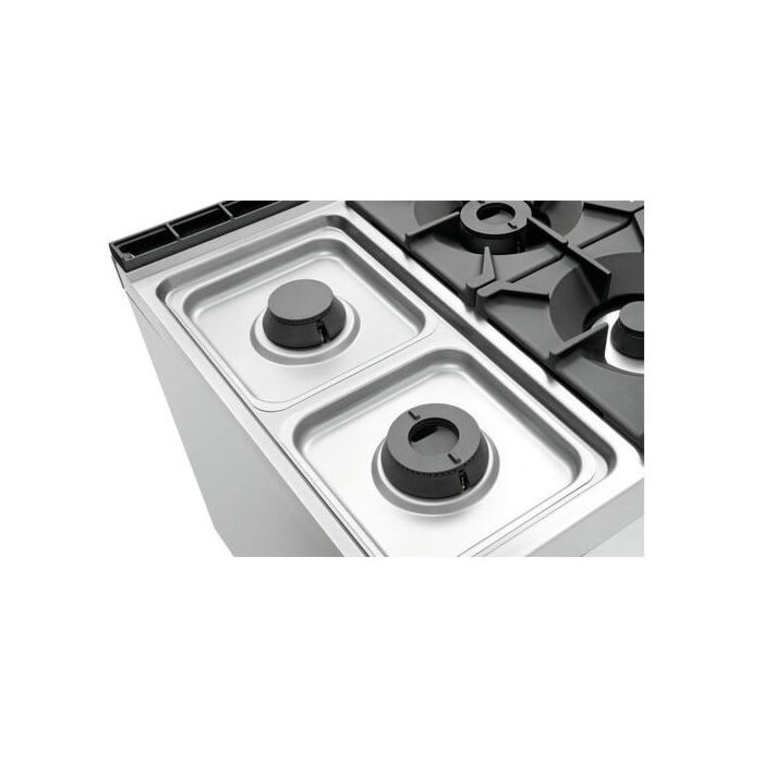 Gasfornuis Bartscher, 4 branders met elektrische oven GN2/1, 80(b)x90-95(h)x90(d)cm, 400V/5,6kW, gas:24,5kW