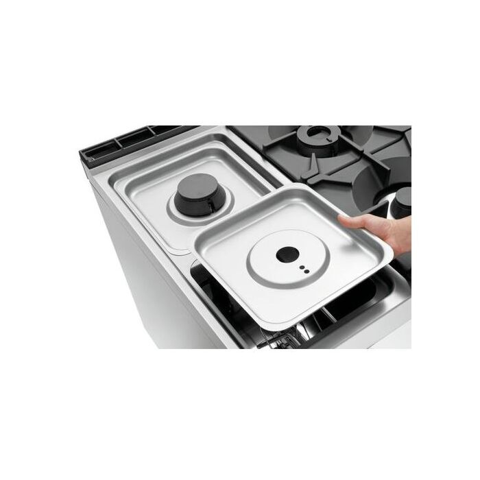 Gasfornuis Bartscher, 4 branders met elektrische oven GN2/1, 80(b)x90-95(h)x90(d)cm, 400V/5,6kW, gas:24,5kW