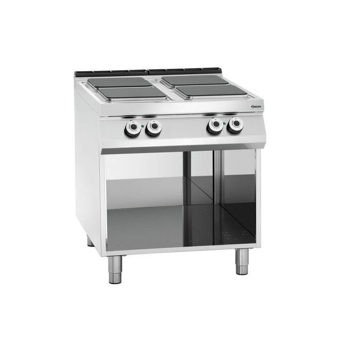 Fornuis Bartscher, 4 branders open onderbouw, 80(b)x90/95(h)x90(d)cm, 400V/16kW