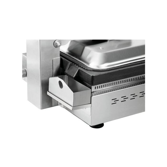 Contactgrill Bartscher, enkel, geribbeld/geribbeld,  vetopvang, 47(b)x24(h)x38(d), 230V/3000W