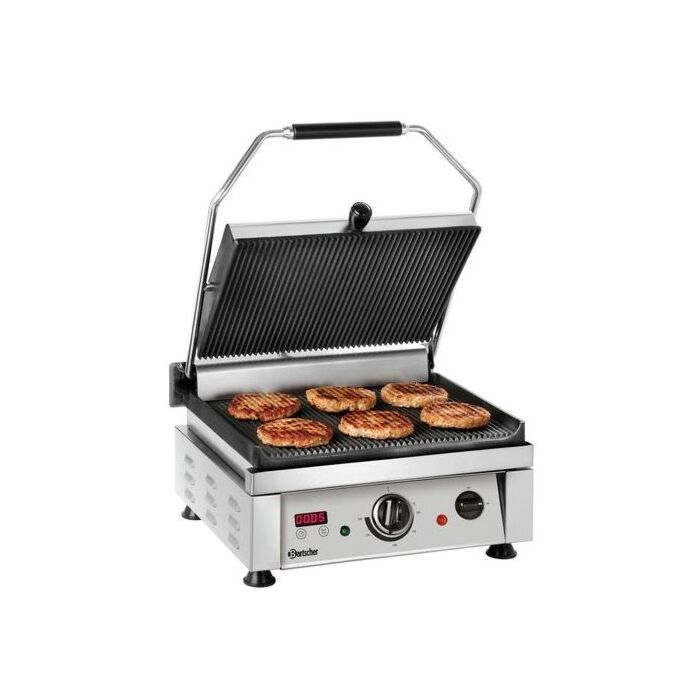 Contactgrill Bartscher, enkel, geribbeld/geribbeld,   40(b)x29(h)x49(d), 230V/2500W