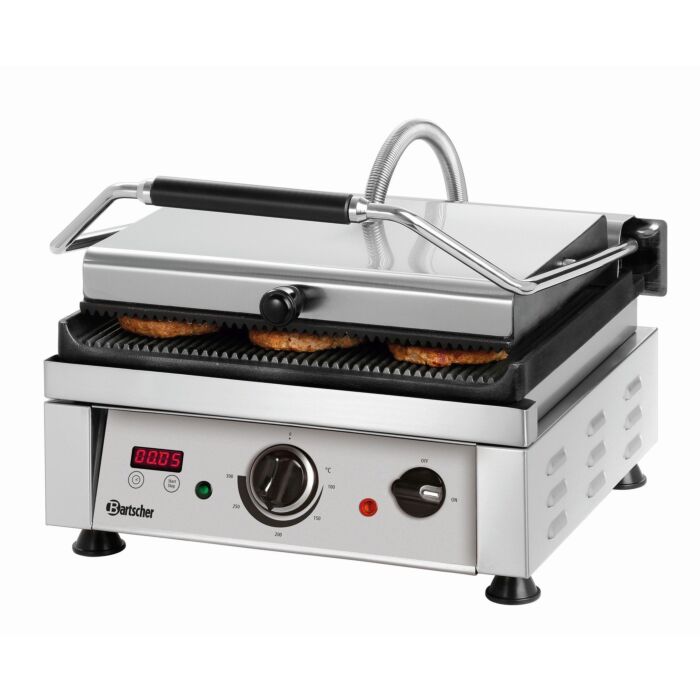 Contactgrill Bartscher, enkel, geribbeld/geribbeld,   40(b)x29(h)x49(d), 230V/2500W