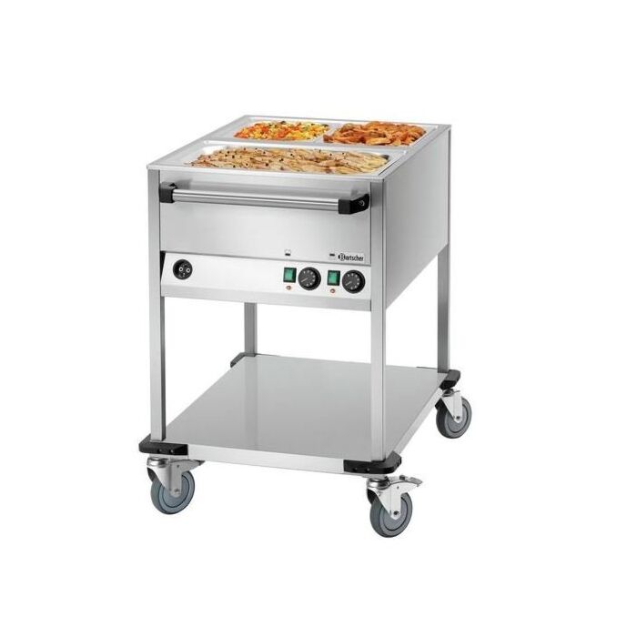 Bain Marie Bartscher Voedseltransportwagen, CNS, voor 2x1/1GN, 200mm diep, Aftapkraan