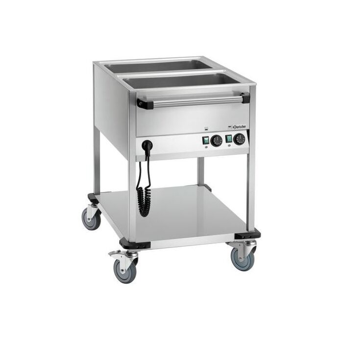 Bain Marie Bartscher Voedseltransportwagen, CNS, voor 2x1/1GN, 200mm diep, Aftapkraan