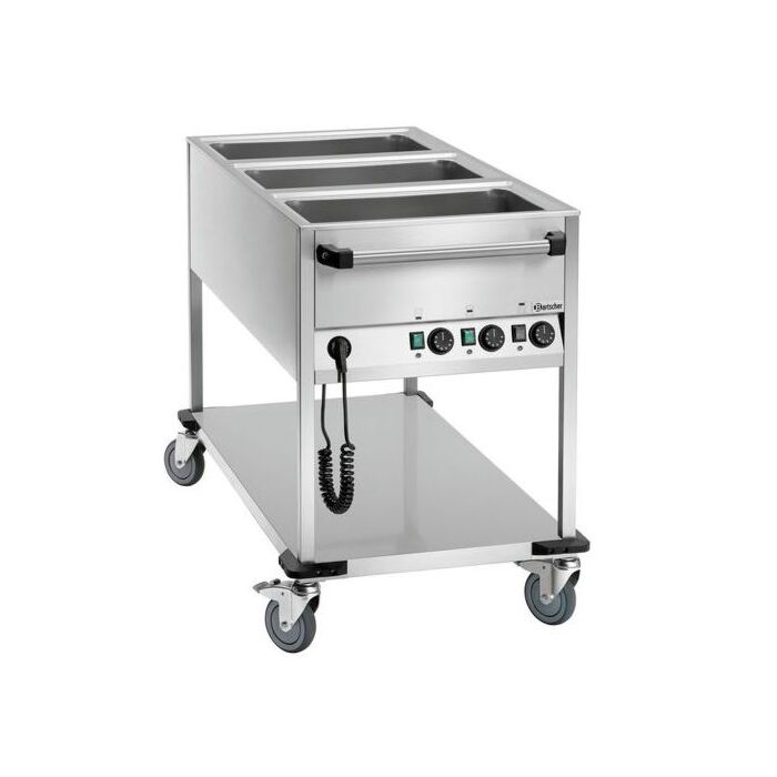 Bain Marie Voedseltransportwagen Bartscher, CNS, 3x1/1GN,  200mm diep, aftapkraan