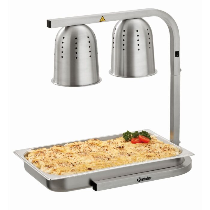 Warmhoudbrug infrarood Bartscher, aluminium, 230V/550W, incl GN1/1 bak 65mm diep   