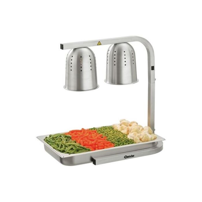 Warmhoudbrug infrarood Bartscher, aluminium, 230V/550W, incl GN1/1 bak 65mm diep   