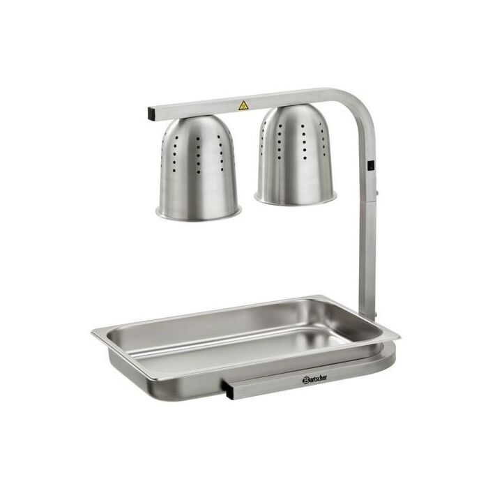 Warmhoudbrug infrarood Bartscher, aluminium, 230V/550W, incl GN1/1 bak 65mm diep   