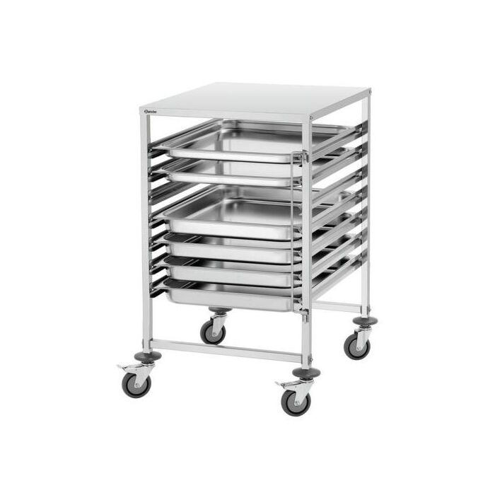 Transportwagen Bartscher, CNS, voor 7x2/1GN, 65mm diep, eenvoudige montage